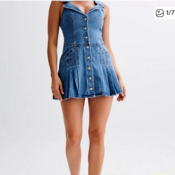 Meshki Indigo Denim Flare Dress - Picture 1 of 11